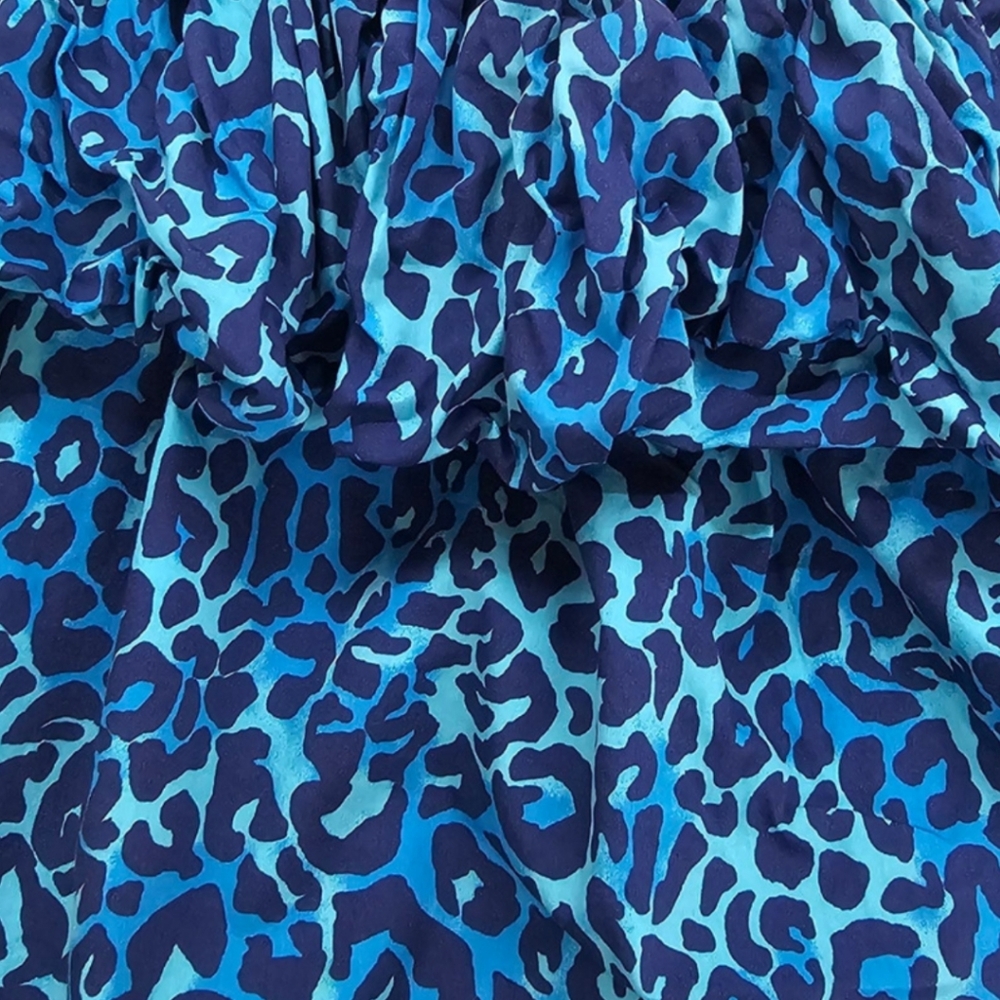 EUC Lilly Pulitzer Blue Leopard Print Blouse - Picture 5 of 6